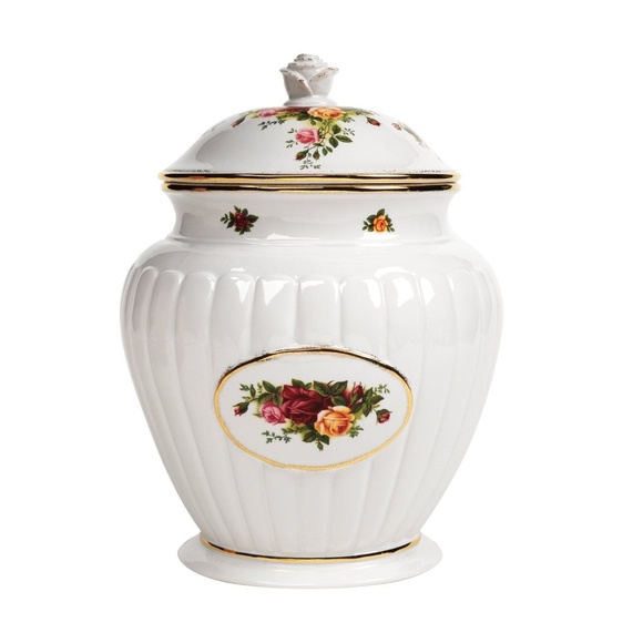 ROYAL ALBERT OLD COUNTRY ROSE FLUTE COOKIE JAR,
